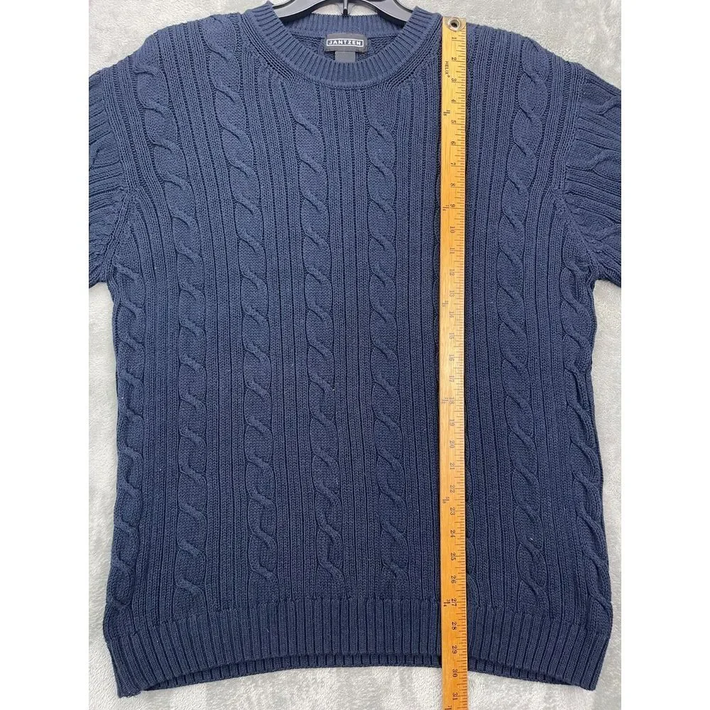VTG Jantzen‎ Men's Pullover Sweater XLT Tall Navy Blue Fisherman Crew Neck
